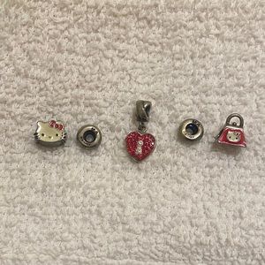 Hello Kitty Charms Set of 5. Needs A Little TLC. The Heart Is Missing 2 Gems